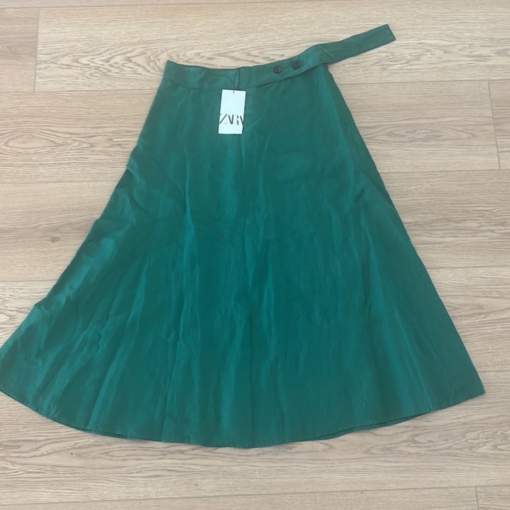 Zara LINEN BLEND MIDI SKIRT - Picture 2 of 3